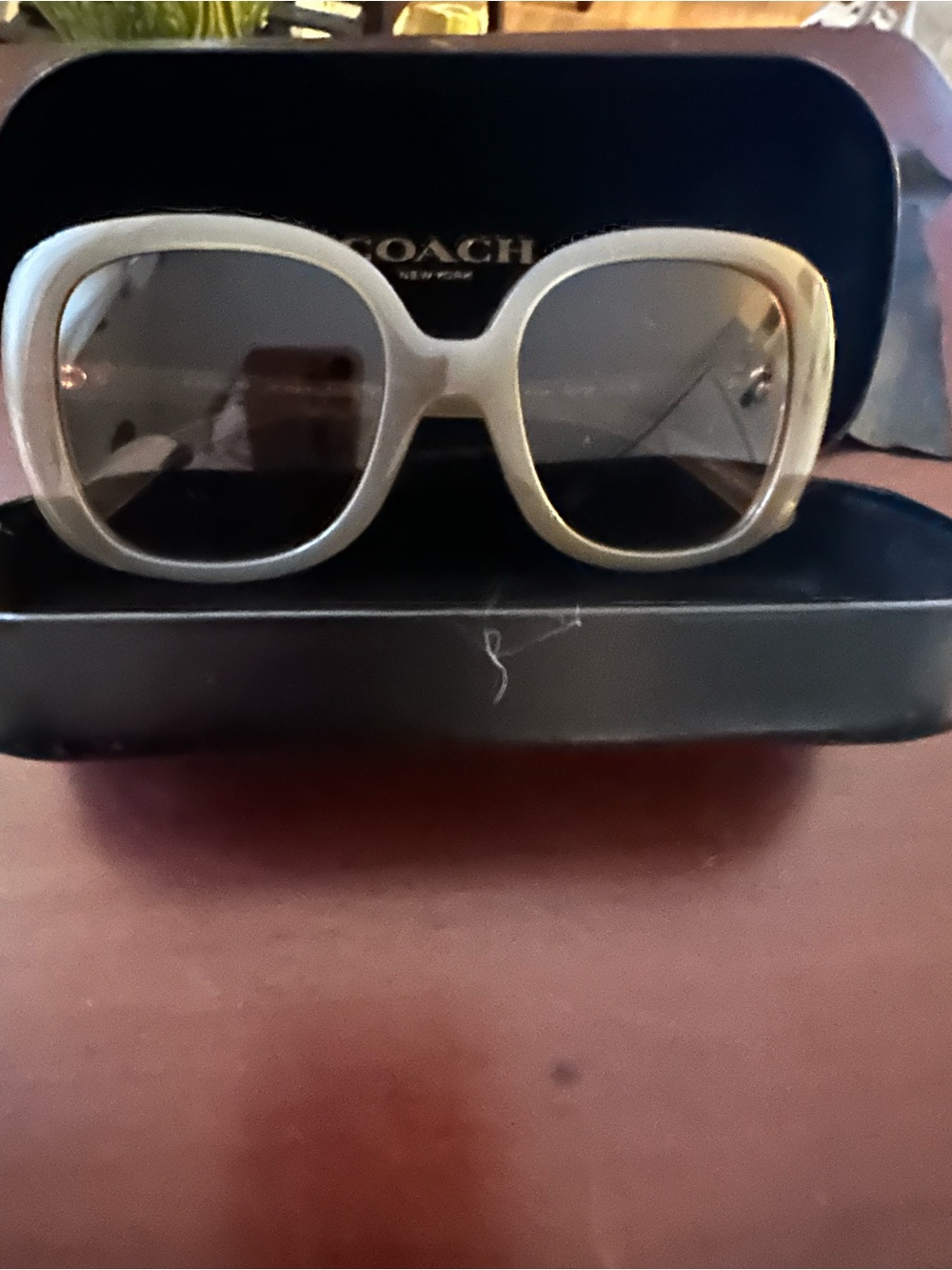 COACH Women’s Gray Beige Oversized Sunglasses - Picture 2 of 4